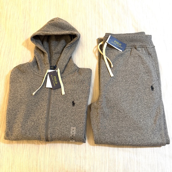 Polo Ralph Lauren Other - Polo Ralph Lauren Classic Full-Zip Fleece Sweatsuit Ash Grey Heather Black Pony